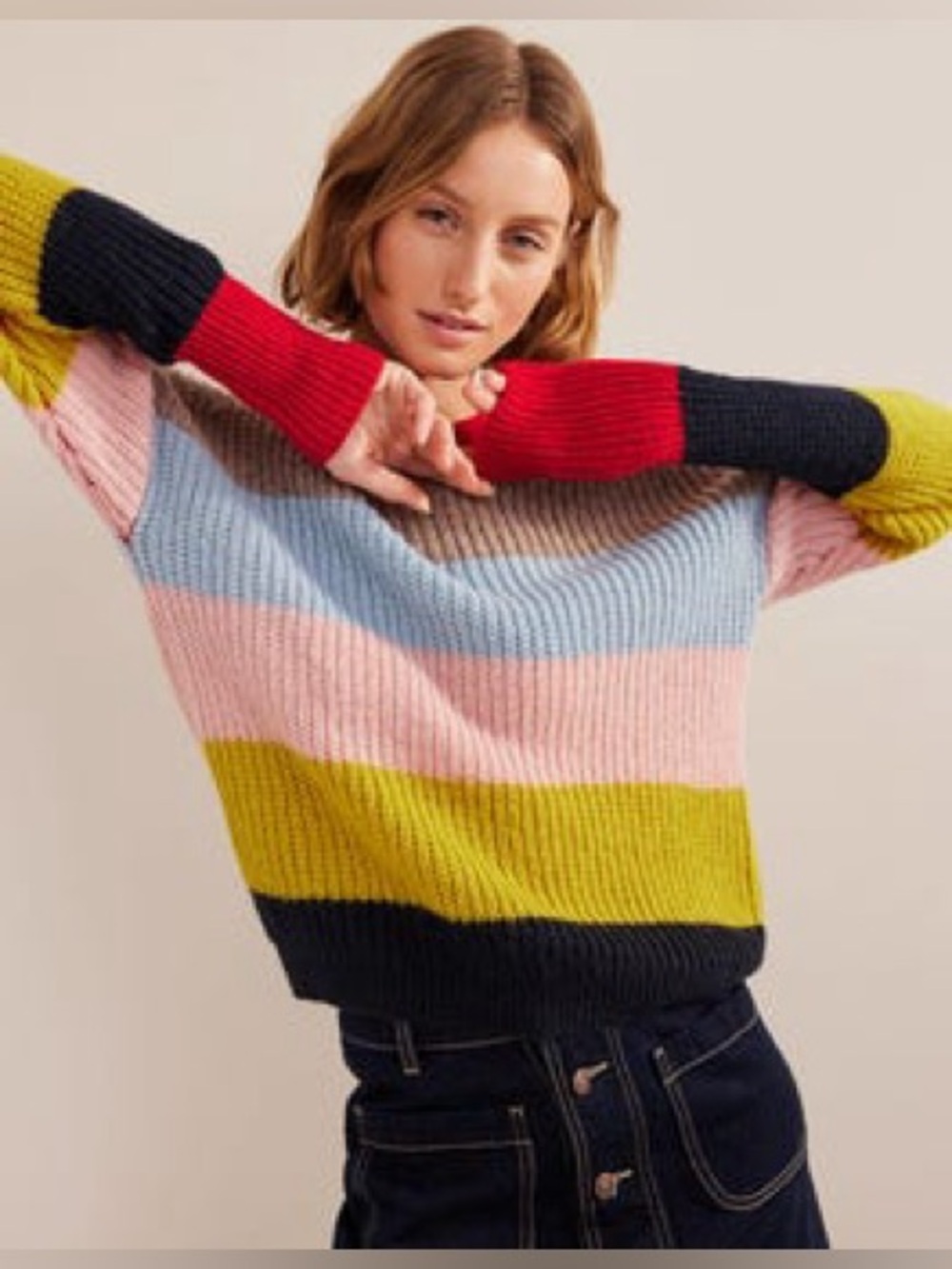 Boden Stripe Fluffy Jumper wool blend oversized 16/18